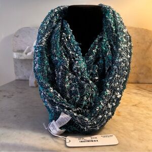 Charming Charlie Turquoise, Blue and Silver Knit Infinity Scarf NWT